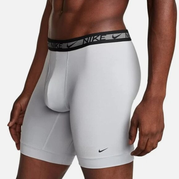 Nike Men's Dri-FIT Ultra Stretch Micro Long Boxer Briefs 3 Pack (Wolf Grey) S - Picture 1 of 2
